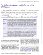 Physical Work Exposure Matrix for Use in the UK Biobank
