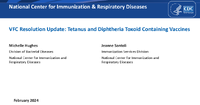 VFC Resolution Update Tetanus and Diphtheria Toxoid Containing Vaccines