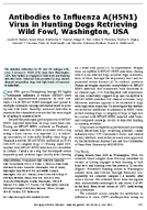 Antibodies to Influenza AH5N1 Virus in Hunting Dogs Retrieving Wild Fowl Washington USA