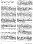 Occurrence of influenza July 1953 to June 1954