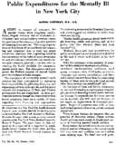 Public expenditures for the mentally ill in New York City