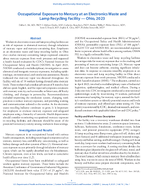 Occupational Exposure to Mercury at an Electronics Waste and Lamp Recycling Facility  Ohio 2023