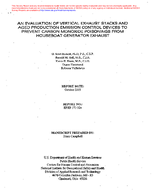An Evaluation of Vertical Exhaust Stacks and Aged Production Emission Control Devices to Prevent Carbon Monoxide Poisonings from Houseboat Generator Exhaust