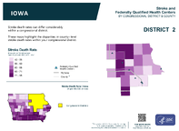 IA Congressional District 02 Stroke and Federally Qualified Health Centers Map 118th Congress