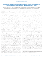 Association Between CMS Quality Ratings and COVID19 Outbreaks in Nursing Homes  West Virginia March 17June 11 2020