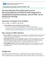 Interim Infection Prevention and Control Recommendations for Patients with Suspected or Confirmed Coronavirus Disease 2019 COVID19 in Healthcare Settings May 18 2020