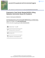 Ergonomics Case Study Revised NIOSH Lifting Equation Instruction Issues for Students