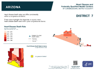 AZ Congressional District 07 Heart Disease and Federally Qualified Health Centers Map 118th Congress