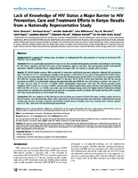Lack of Knowledge of HIV Status a Major Barrier to HIV Prevention Care and Treatment Efforts in Kenya Results from a Nationally Representative Study