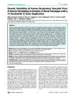 Genetic Variability of Human Respiratory Syncytial Virus A Strains Circulating in Ontario A Novel Genotype with a 72 Nucleotide G Gene Duplication