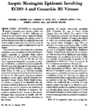 Aseptic Meningitis Epidemic Involving Echo 4 And Coxsackie B5 Viruses