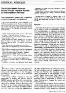 The Public Health Service action plan to improve access to immunization services The Interagency Committee to Improve Access to Immunization Services
