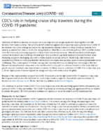 CDCs Role in Helping Cruise Ship Travelers During the COVID19 Pandemic July 23 2020