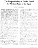 The responsibility of public health for medical care of the aged