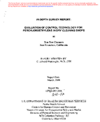 InDepth Survey Report Evaluation of Control Technology for Perchloroethylene in Dry Cleaning Shops at Ten Ten Cleaners San Francisco California