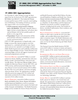 FY 2005 CDCATSDR Appropriation Fact Sheet