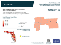 FL Congressional District 10 Heart Disease and Federally Qualified Health Centers Map 118th Congress