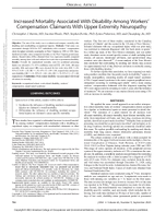 Increased Mortality Associated with Disability Among Workers Compensation Claimants with Upper Extremity Neuropathy