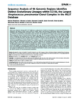 Sequence Analysis of 96 Genomic Regions Identifies Distinct Evolutionary Lineages within CC156 the Largest Streptococcus pneumoniae Clonal Complex in the MLST Database