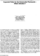 Expanded Roles For The Community PharmacistWhich Direction