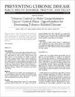 Tobacco Control in State Comprehensive Cancer Control Plans Opportunities for Decreasing TobaccoRelated Disease