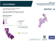 CA Congressional District 44 Stroke and Federally Qualified Health Centers Map 118th Congress