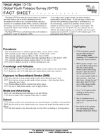 2001 Nepal Ages 1315 Global Youth Tobacco Survey GYTS Fact Sheet