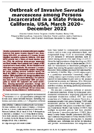Outbreak of Invasive Serratia marcescens among Persons Incarcerated in a State Prison California USA March 2020December 2022