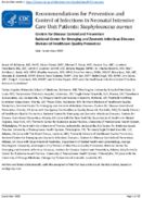 Recommendations for Prevention and Control of Infections in Neonatal Intensive Care Unit Patients Staphylococcus aureus 2020