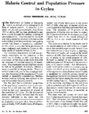 Malaria Control And Population Pressure In Ceylon
