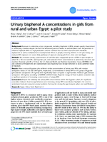 Urinary bisphenol A concentrations in girls from rural and urban Egypt a pilot study