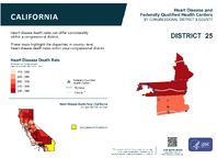 CA Congressional District 25 Heart Disease and Federally Qualified Health Centers Map 118th Congress