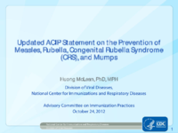Updated ACIP statement on the prevention of measles rubella congenital rubella syndrome CRS and mumps