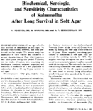 Biochemical serologic and sensitivity characteristics of salmonellae after long survival in soft agar
