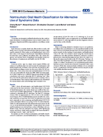 Nontraumatic Oral Health Classification for Alternative Use of Syndromic Data