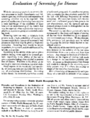Evaluation of screening for disease