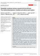 Metabolic Syndrome Among Commercial Truck Drivers The Relationship Between Condition Prevalence and Crashes