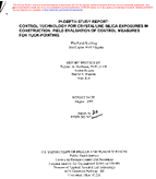 InDepth Study Report Control Technology for Crystalline Silica Exposures in Construction Field Evaluations of Control Measures for TuckPointing The Farell Building Huntington West Virginia