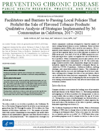Facilitators and Barriers to Passing Local Policies That Prohibit the Sale of Flavored Tobacco Products Qualitative Analysis of Strategies Implemented by 36 Communities in California 20172021