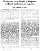 Relation Of Form Length To Response In Mailed Epidemiologic Inquiries