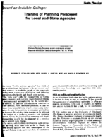 Toward an invisible college Training of planning personnel for local and state agencies