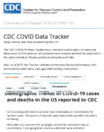Demographic trends of COVID19 cases and deaths in the US reported to CDC Cases by RaceEthnicity Deaths by RaceEthnicity Cases by Age Group Deaths by Age Group Cases by Sex Deaths by Sex Aug 27 2020