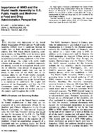 Importance Of Who And The World Health Assembly To Us Public Health And Medicine A Food And Drug Administration Perspective