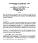 Recommendations for Reducing Mine Worker Cumulative Trauma Exposure