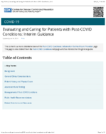 Evaluating and Caring for Patients with PostCOVID Conditions Interim Guidance Key Points