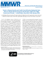 Trends in Disease Severity and Health Care Utilization During the Early Omicron Variants Period Compared with Previous SARSCoV2 High Transmission Periods  US December 2020January 2022