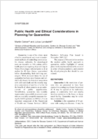 Public Health and Ethical Considerations in Planning for Quarantine