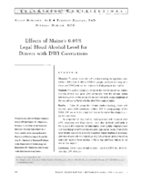 Effects of Maines 005 legal blood alcohol level for drivers with DWI convictions