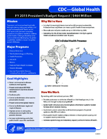 CDCGlobal Health FY 2015 Presidents Budget Request 748 Million