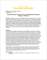 Acute neurologic illness with focal limb weakness of unknown etiology in children